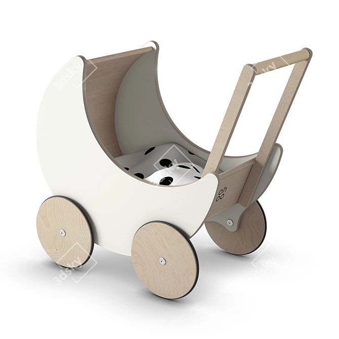 Wooden Toy Pram for Dolls 3D model image 1