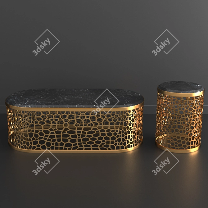 Gilded Table Set with 3D Models 3D model image 1