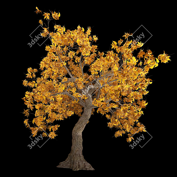 Autumn Bliss: Yellow Leaf Tree 3D model image 2