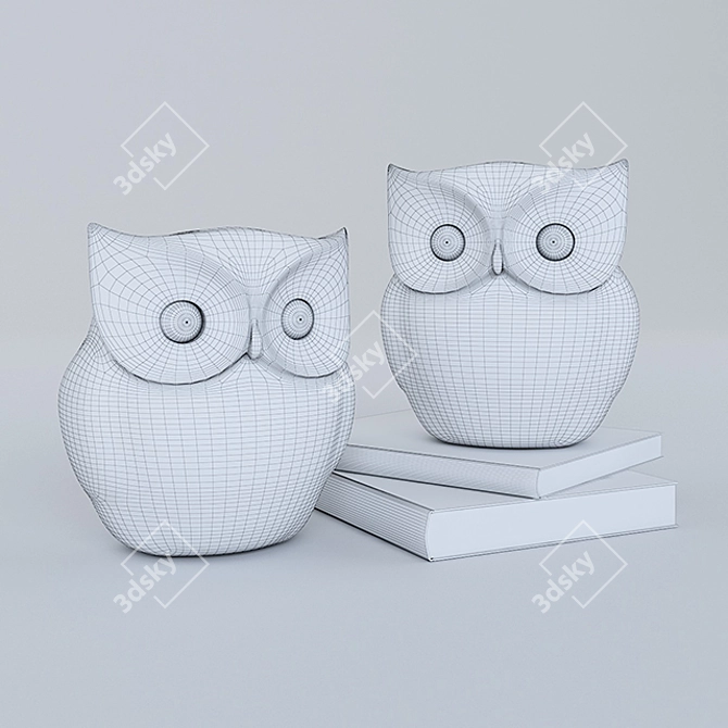 Sleek Monochrome Owl Art 3D model image 2