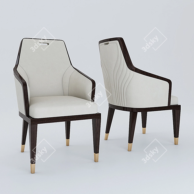 Elegant Beige Leather Armchair 3D model image 1
