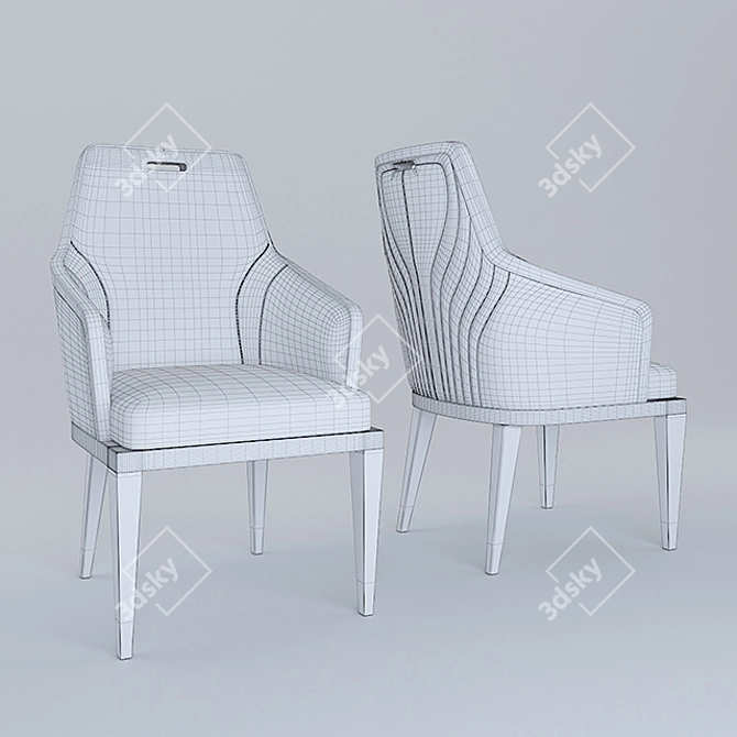 Elegant Beige Leather Armchair 3D model image 2