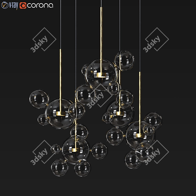 Modern Brass Circular Chandelier 3D model image 1