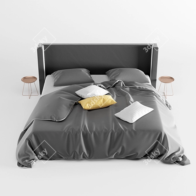 Sleek 3-Piece Bed Set 3D model image 1