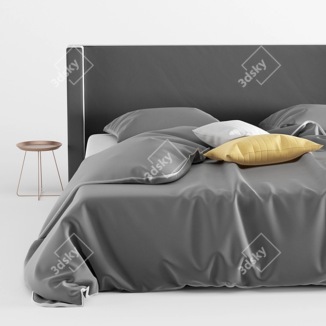 Sleek 3-Piece Bed Set 3D model image 3