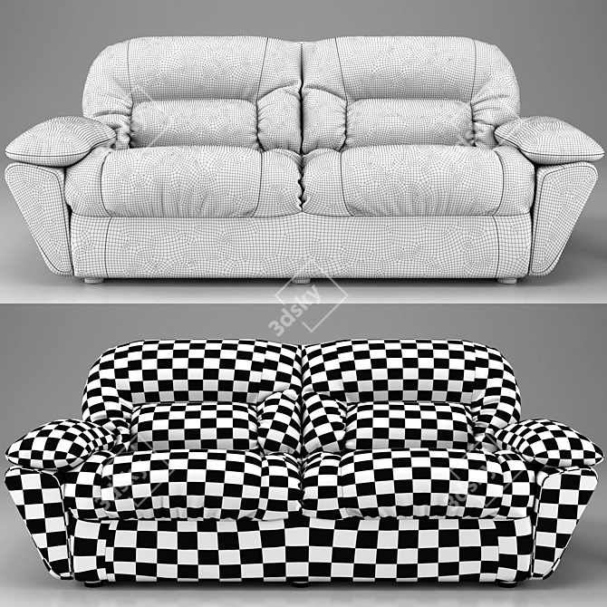 Modern Leather Sofa & Armchair Set 3D model image 3