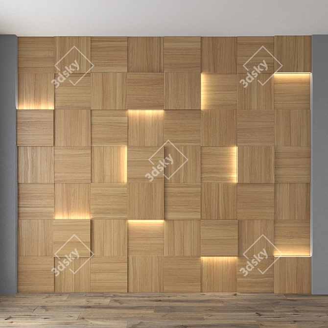 Wooden Wall Panel 3D model image 1