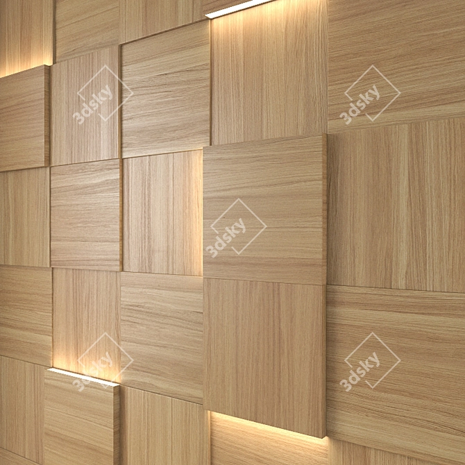 Wooden Wall Panel 3D model image 2