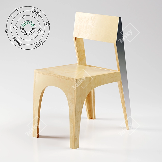 Elegant Birch Plywood Chair 3D model image 1