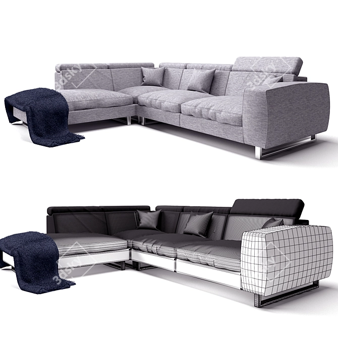 Italian Chic: Stylish Corner Sofa 3D model image 1