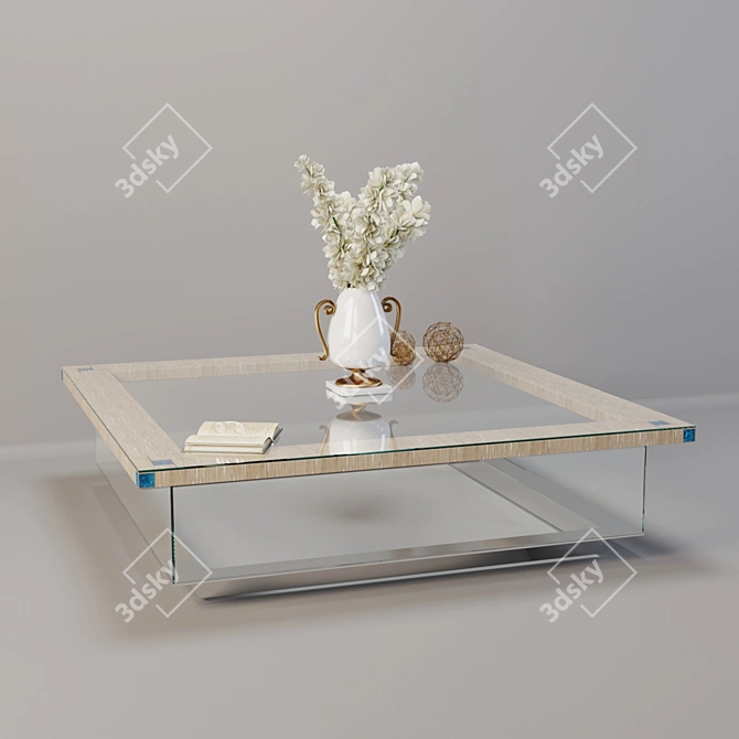 Luxury Pearl and Metal Coffee Table 3D model image 1