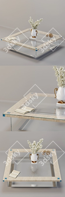 Luxury Pearl and Metal Coffee Table 3D model image 2