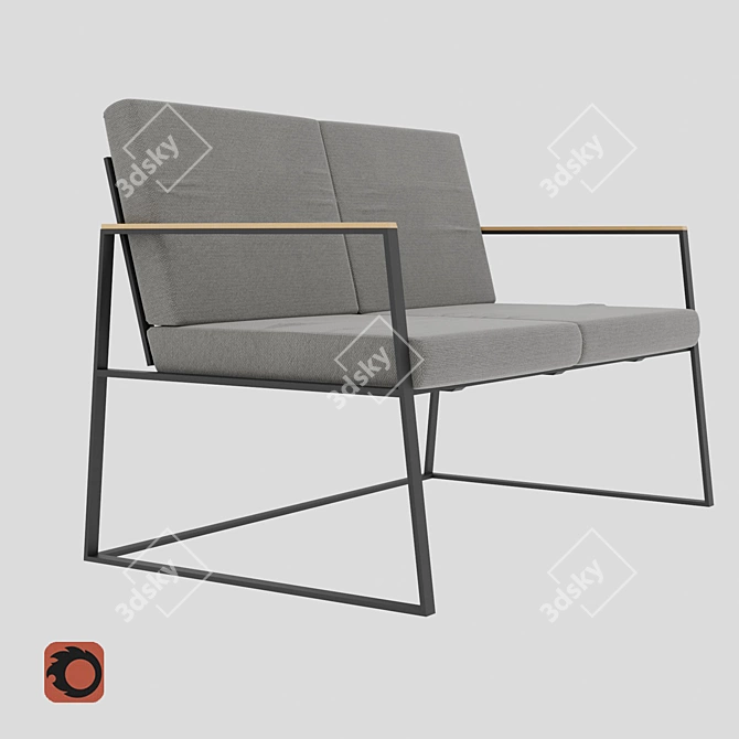 Modern Metal Sofa with Customizable Cushions 3D model image 1