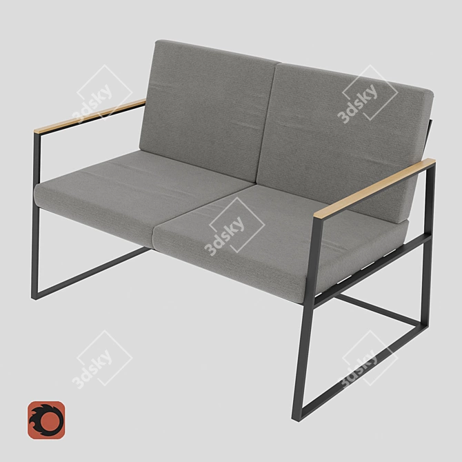 Modern Metal Sofa with Customizable Cushions 3D model image 2