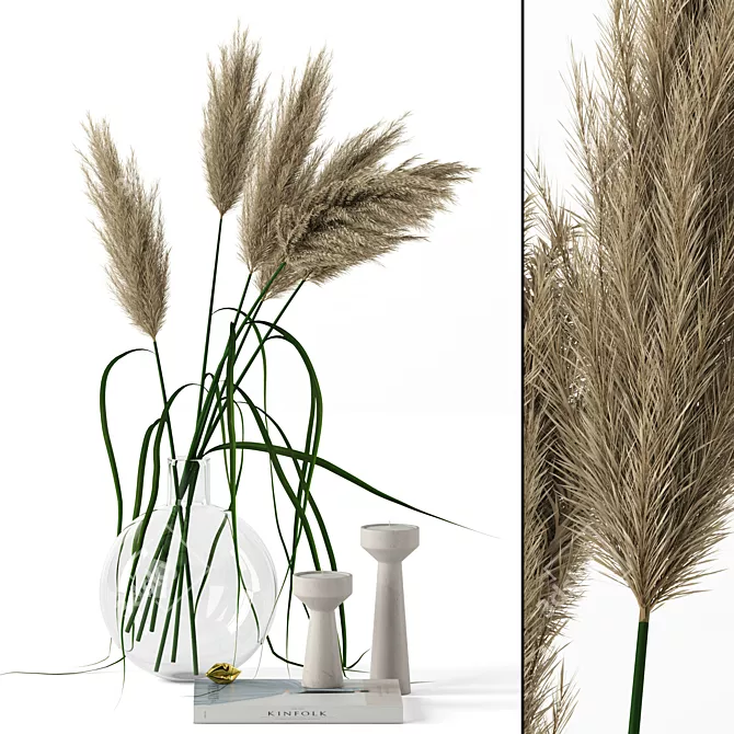 Realistic Pampas Grass Vase 3D model image 1