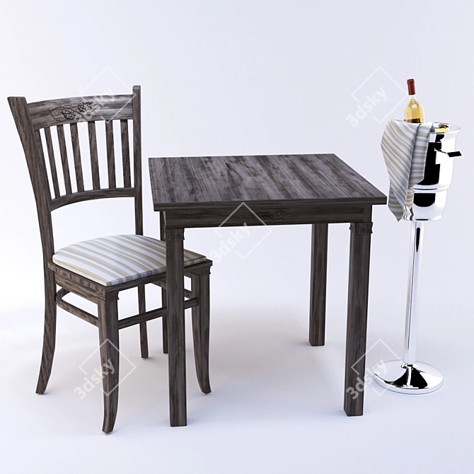 Polygonal Bistro Set: Modifiable Design 3D model image 1