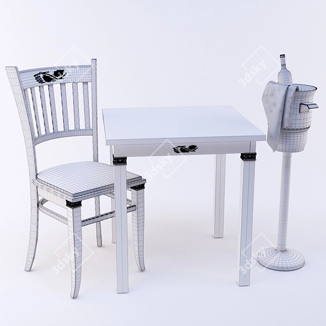 Polygonal Bistro Set: Modifiable Design 3D model image 2