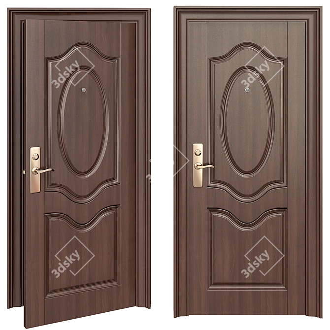 Stylish Security: Entrance Door 141-5Y 3D model image 1