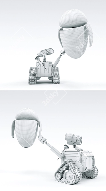 Robotic Love: Wall-e & Eve 3D model image 3