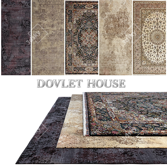 DOVLET HOUSE Carpets - Set of 5 (Part 282) 3D model image 1