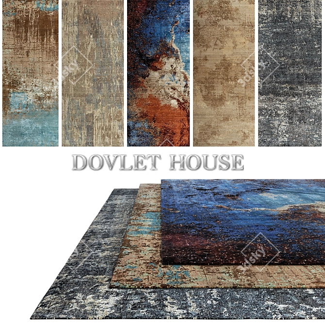 Title: DOVLET HOUSE 5-Piece Carpets Collection 3D model image 1