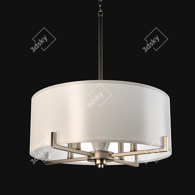 Elegant Palacio Pendant: Brushed Gold, Silk, Marble 3D model image 1