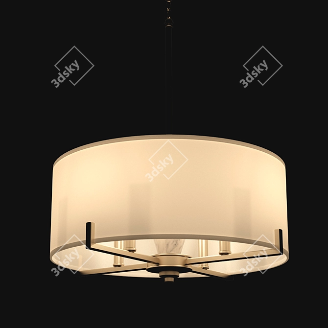 Elegant Palacio Pendant: Brushed Gold, Silk, Marble 3D model image 2