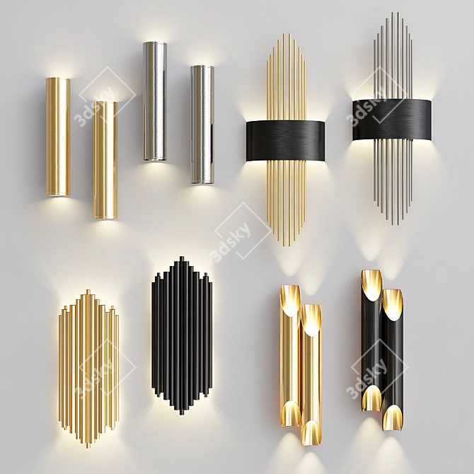 Elegant Set of Four Wall Sconces 3D model image 1