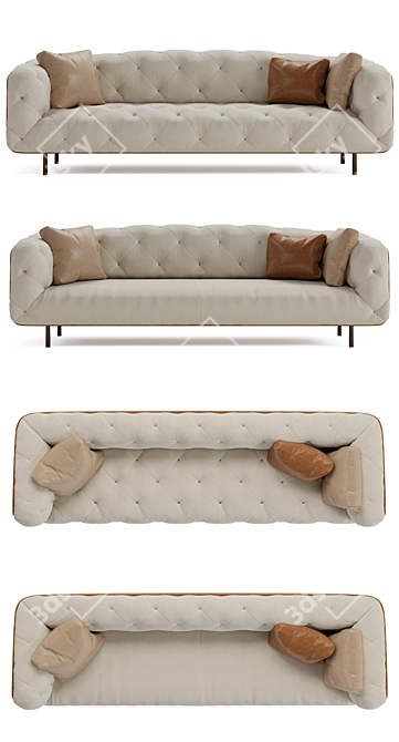 Luxurious Overseas Collection Velvet Sofa 3D model image 2