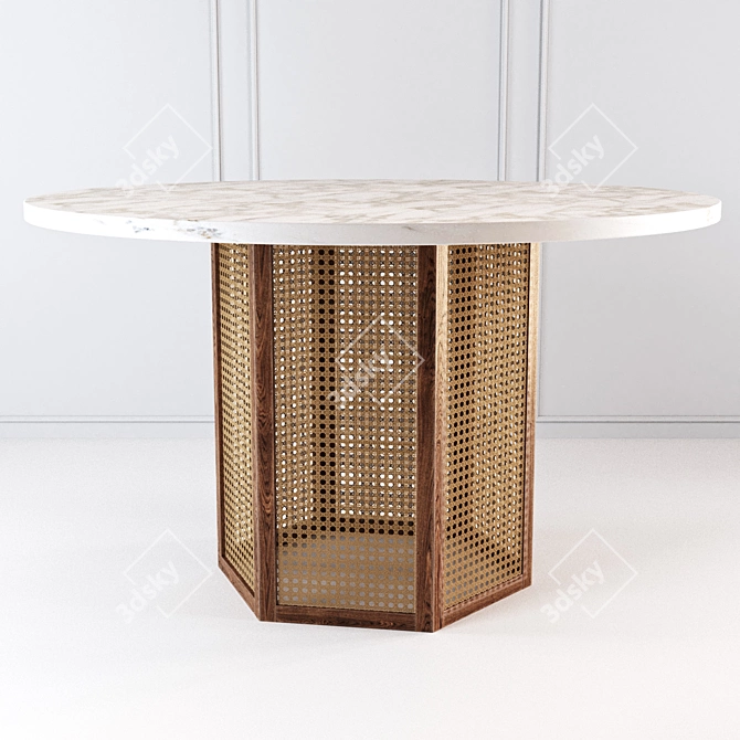 Atrium Oak & Marble Dining Table 3D model image 1