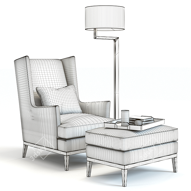 Sleek Blake Armchair Set 3D model image 2