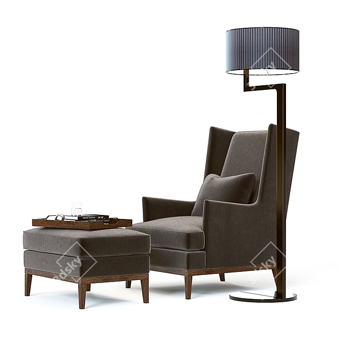 Sleek Blake Armchair Set 3D model image 3