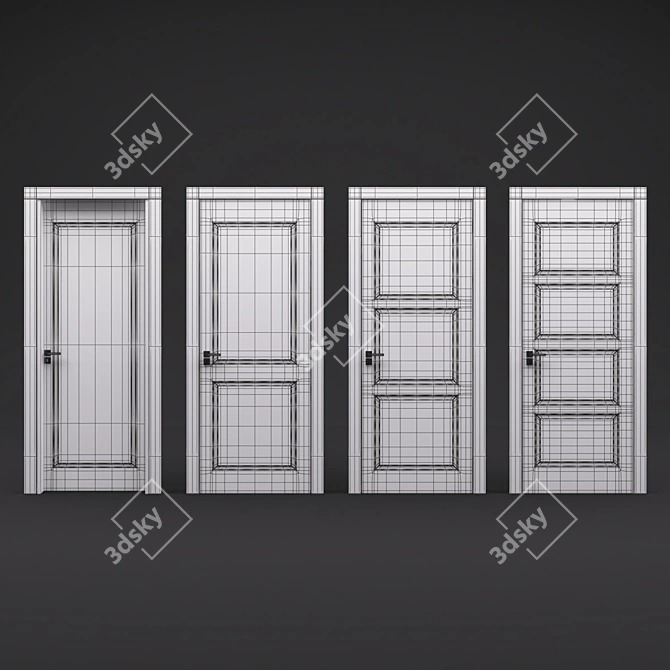 Blanc Quadro Interior Doors 3D model image 2