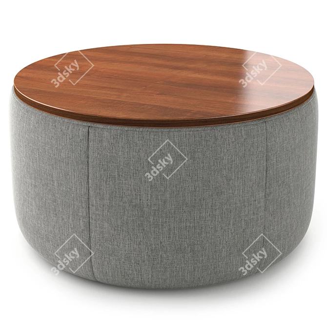 Elegant Wood-Topped Ottoman 3D model image 1