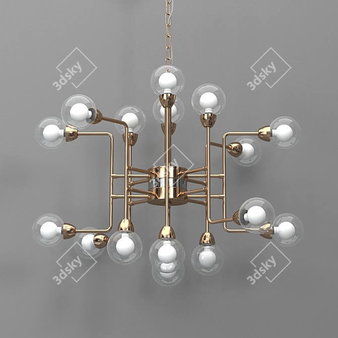 Divinare Dallas 3360Q15: Antique Brass Chandelier 3D model image 2