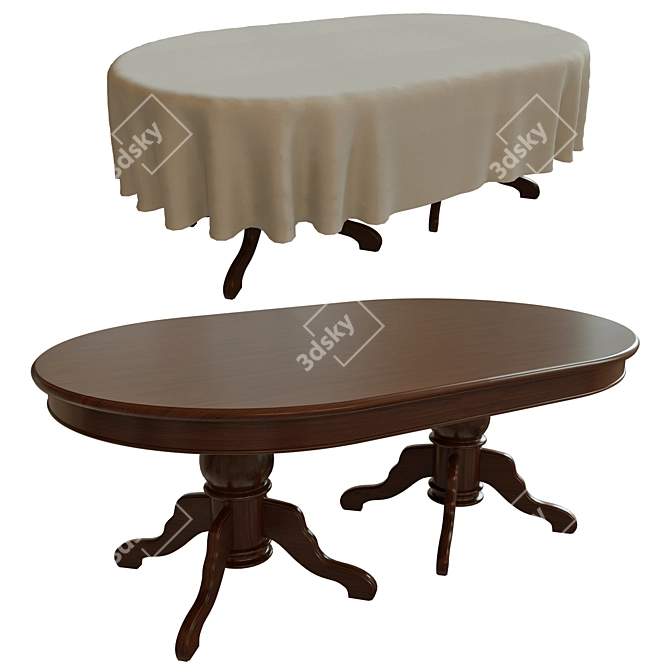 Modern Wood Dining Table 3D model image 1