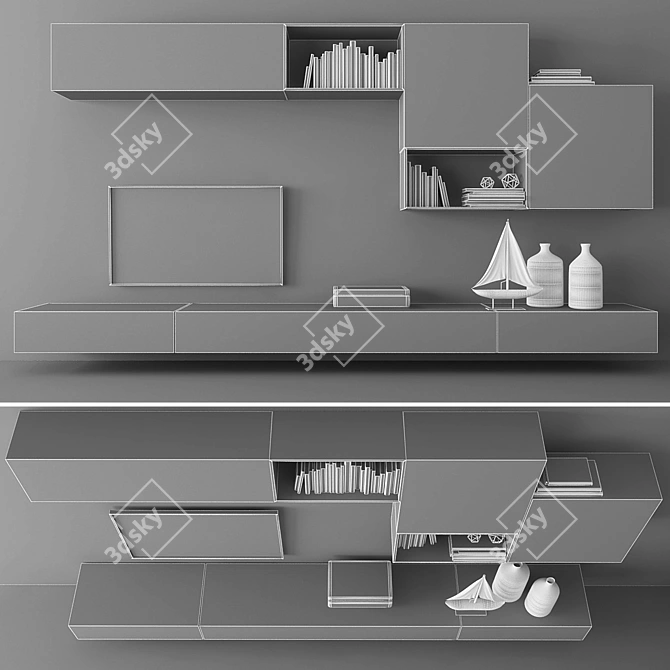 Modern TV Stand Set 023 3D model image 3