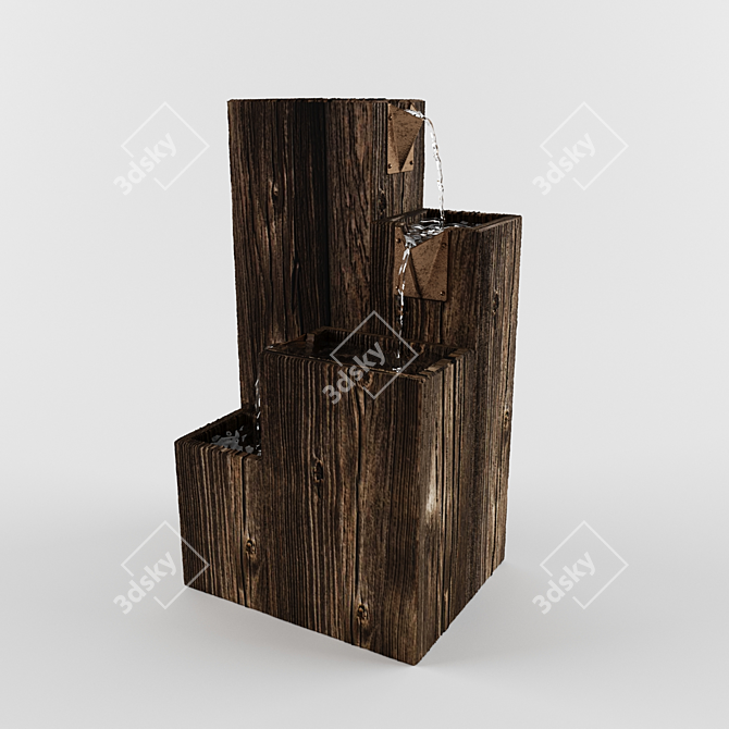 Vintage Wooden Fountain 3D model image 1