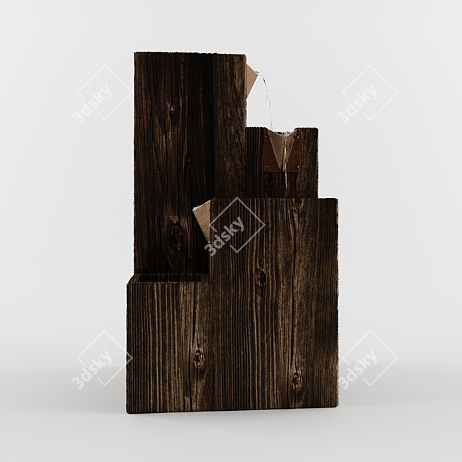 Vintage Wooden Fountain 3D model image 2