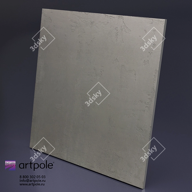 Gypsum Loft-Beton 3D Panel: Hidden Mounting, 600x600x16mm, 4kg 3D model image 1