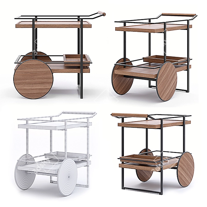 James Bar Cart: The Perfect Mobile Beverage Station 3D model image 1