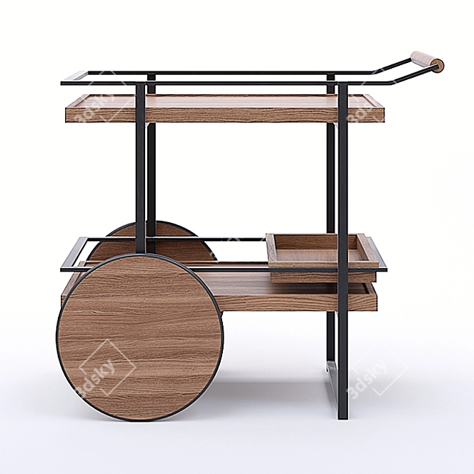 James Bar Cart: The Perfect Mobile Beverage Station 3D model image 2