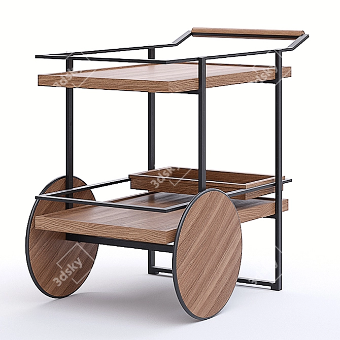 James Bar Cart: The Perfect Mobile Beverage Station 3D model image 3