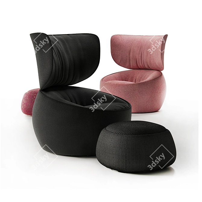 Hana Wingback: Luxurious Comfort 3D model image 1