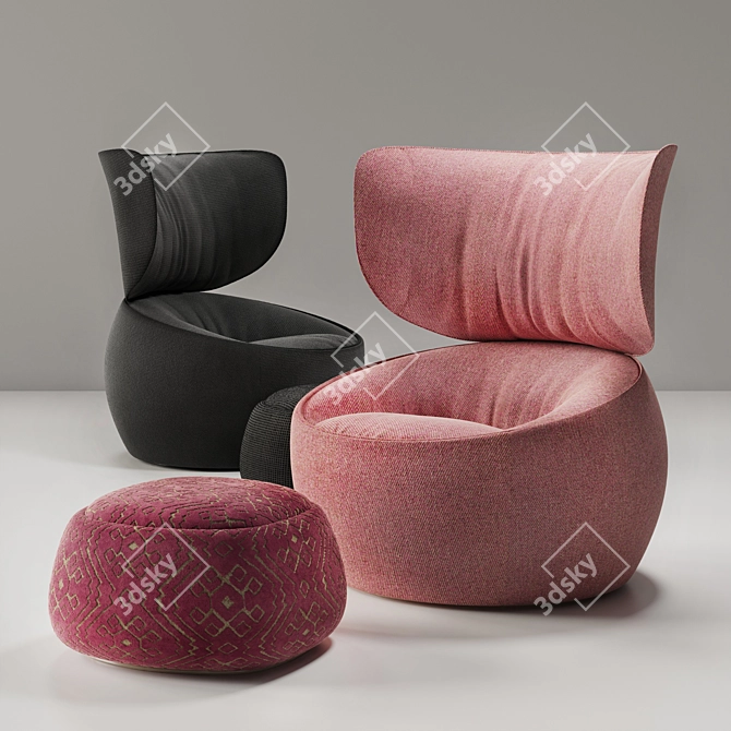 Hana Wingback: Luxurious Comfort 3D model image 2