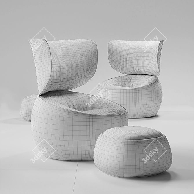 Hana Wingback: Luxurious Comfort 3D model image 3