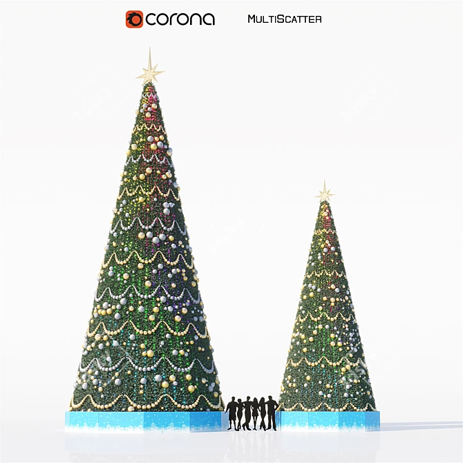 Urban Christmas Trees: 14m & 22m 3D model image 1