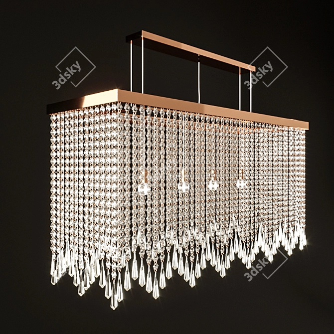 Pink Gold Aluminum Chandelier 3D model image 1