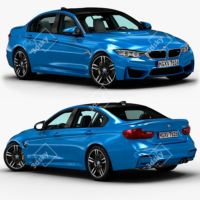 High-Quality BMW M3 3D Model 3D model image 1