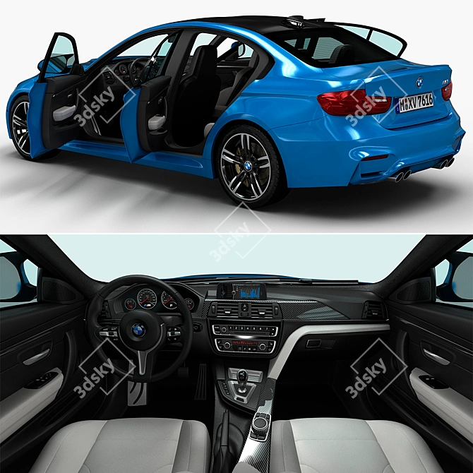 High-Quality BMW M3 3D Model 3D model image 2